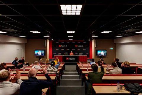 Mick Brands on YouTube Festival panel in Amsterdam ArenA press room